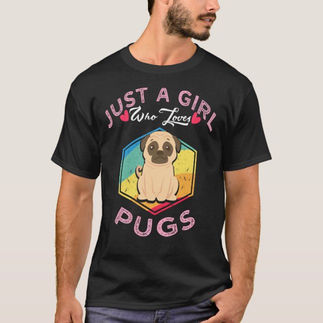Retro Pug Hund tröja är bara en flicka som Kärlek  (Framsida)