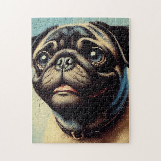 Retro Pug Painting Pussel (Vertikal)
