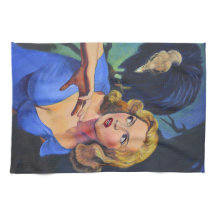 Retro Pulp Horror Tea Towel med Buzzard