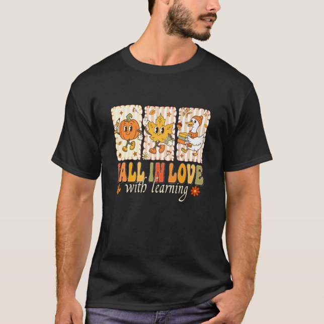 Retro Pumpa Gås Lärare Faller för Lärande T Shirt (Framsida)