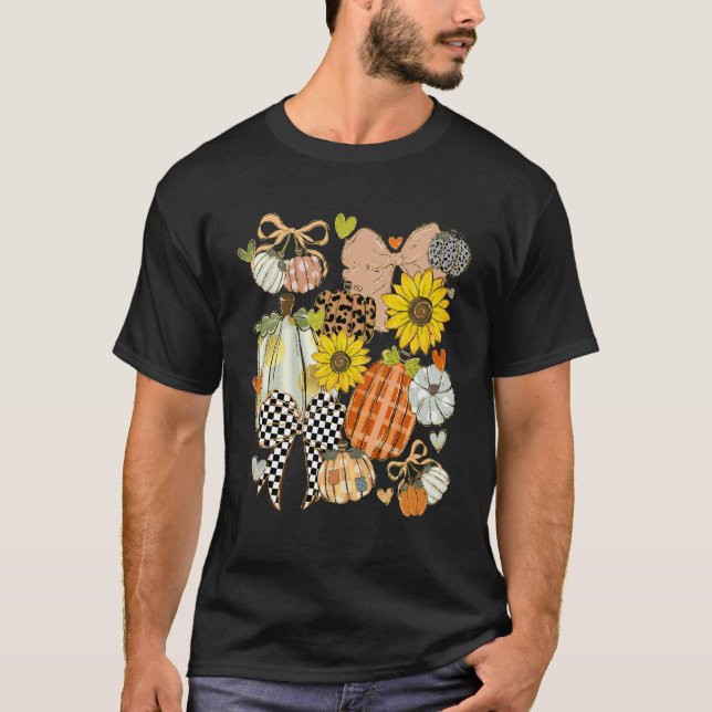 Retro Pumpa Lapptäcke Coquette Leopardtryck Höst T Shirt (Framsida)