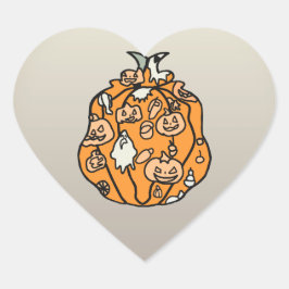 Retro Pumpa Spöken och Halloween Godis Hjärtformat Klistermärke