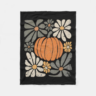 Retro Pumpkin Boho Flowers sjunker hösten Thanksgi Fleecefilt