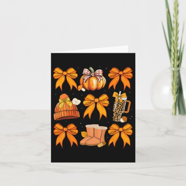 Retro Pumpkin Coquette Bow Fall Autumn Halloween G Kort (Framsida)