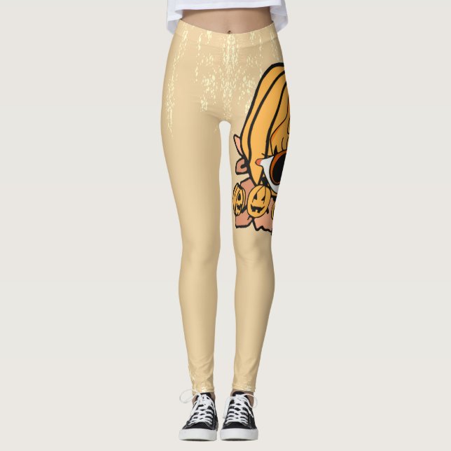 Retro Pumpkin Flamed Öga Leggings (Framsida)