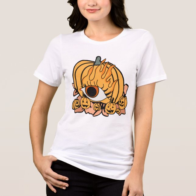 Retro Pumpkin Flamed Öga T Shirt (Framsida)