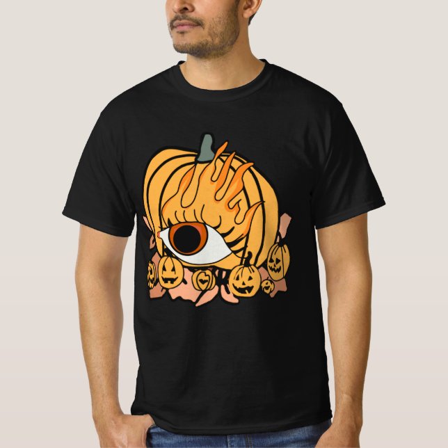 Retro Pumpkin Flamed Öga T Shirt (Framsida)