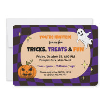 Retro Pumpkin Halloween Kids Party-inbjudan