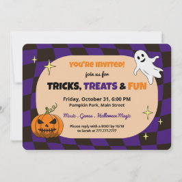 Retro Pumpkin Halloween Kids Party-inbjudan Inbjudningar