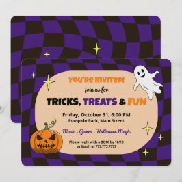 Retro Pumpkin Halloween Kids Party-inbjudan Inbjudningar