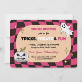 Retro Pumpkin Halloween Kids Party-inbjudan Inbjudningar