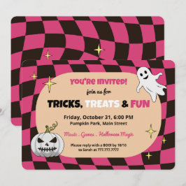 Retro Pumpkin Halloween Kids Party-inbjudan Inbjudningar