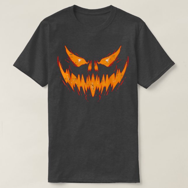 Retro Pumpkin Jack o lantern Scary Pumpkin Ansikte T Shirt (Design framsida)