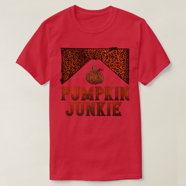 Retro Pumpkin Junkie Hej Fall Vibes Leopard Prin T Shirt (Design framsida)