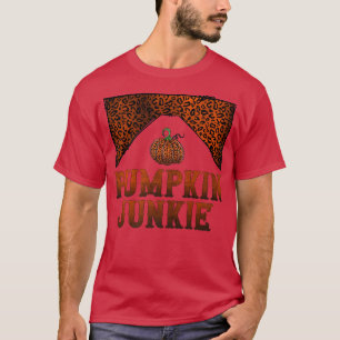 Retro Pumpkin Junkie Hej Fall Vibes Leopard Prin T Shirt