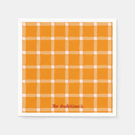 Retro Pumpkin Orange Gingham Halloween Party Pappersservett