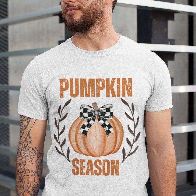 Retro Pumpkin Season Coquette Bow Fall Blommigt T Shirt (Skapare uppladdad)