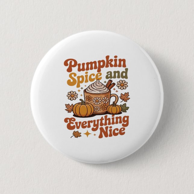 Retro Pumpkin Spice All Nice Classic T-Shir Knapp (Framsida)