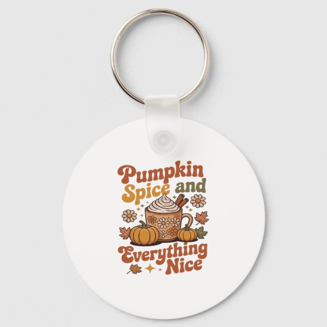 Retro Pumpkin Spice All Nice Classic T-Shir Nyckelring (Framsida)