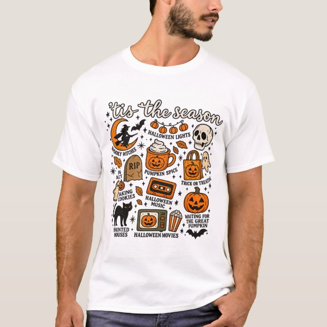 Retro Pumpkin Spice Höst T Shirt (Framsida)