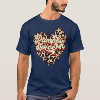 Retro Pumpkin Spice Leopard Heart Fall Höst Hall T Shirt