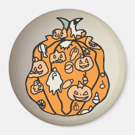 Retro Pumpkin Spooks and Halloween Treats Magnet