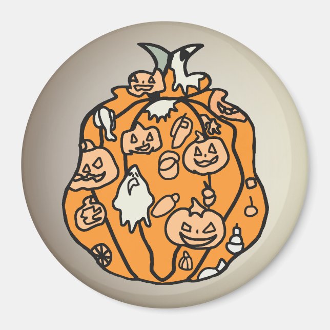 Retro Pumpkin Spooks and Halloween Treats Magnet (Framsidan)