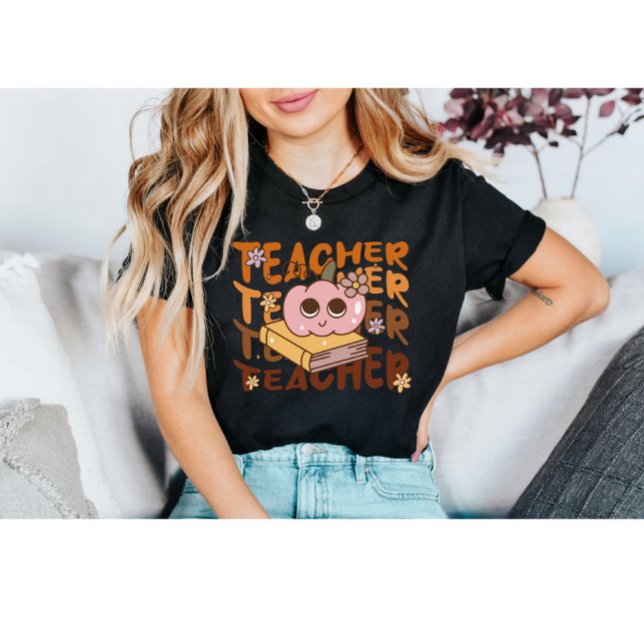 Retro Pumpkin Teacher Fall | Cute Autumn Classroom T Shirt (Skapare uppladdad)