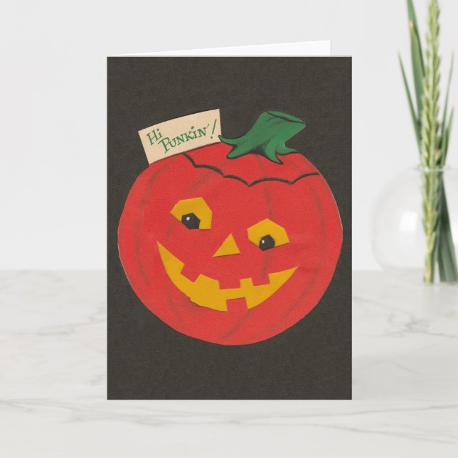 Retro Punkin Halloween-hälsningskort Kort (Framsida)