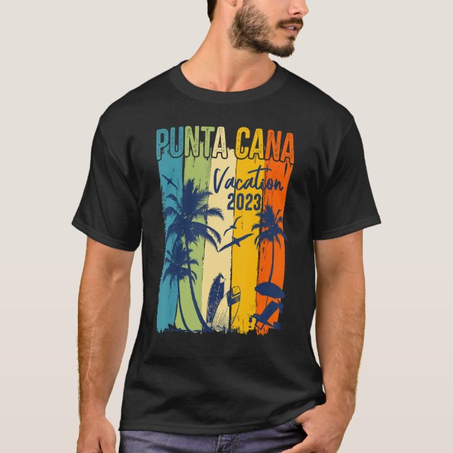 Retro Punta Cana 2023 Dominican Family Vacation Gr T Shirt (Framsida)