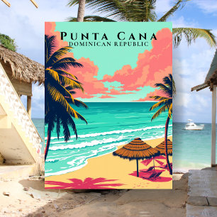 Retro Punta Cana Dominikanska Republiken Strand Re Vykort