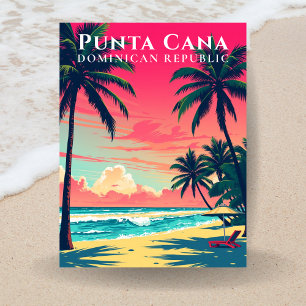 Retro Punta Cana Dominikanska Republiken Strand Re Vykort