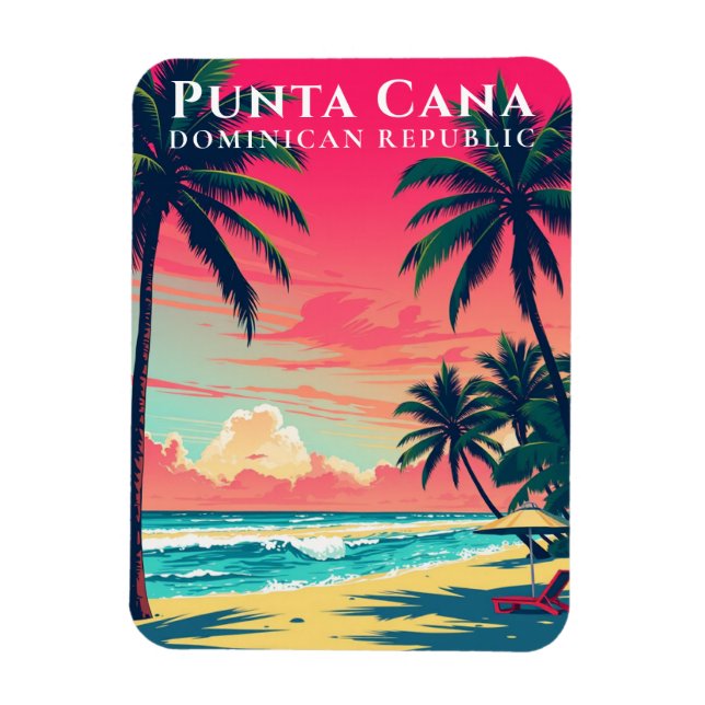 Retro Punta Cana Souvenir Dominikanska republiken  Magnet (Vertikal)
