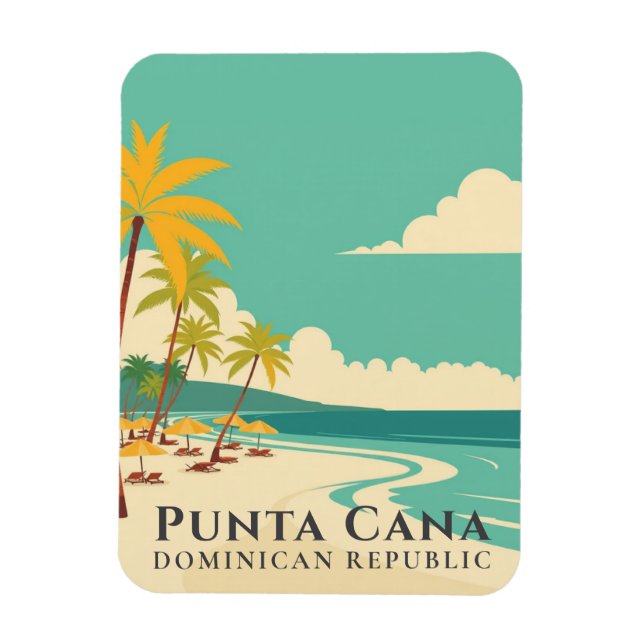 Retro Punta Cana Souvenir Dominikanska republiken Magnet (Vertikal)