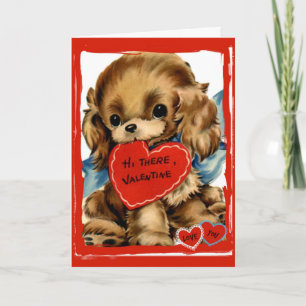 Retro Puppy Hej där Valentine Card Helgkort