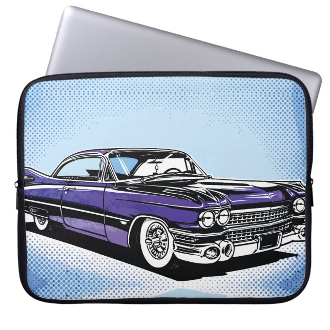 Retro Purple Classic Car Side Pop Art Laptop Fodral (Framsidan)