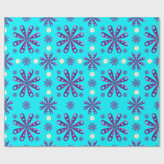 Retro Purple Flowers on Blue Background Presentpapper