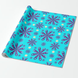 Retro Purple Flowers on Blue Background Presentpapper