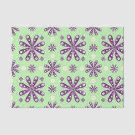 Retro Purple Flowers on Green Background