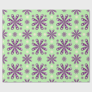 Retro Purple Flowers on Green Background Presentpapper