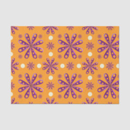 Retro Purple Flowers on Orange Background