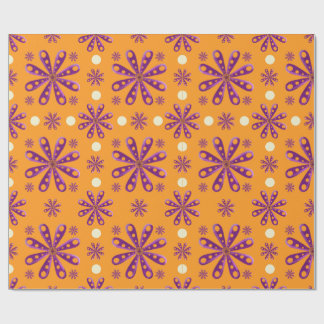 Retro Purple Flowers on Orange Background Presentpapper
