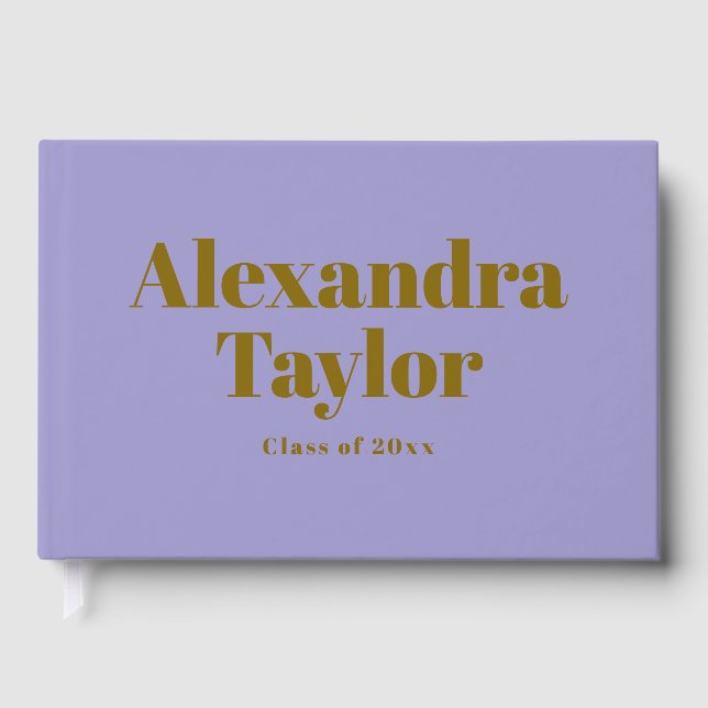 Retro Purple Gold Cute Aesthetic Custom Graduation Gästböcker (Framsida)