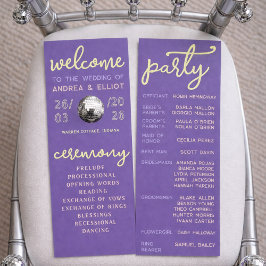 Retro Purple Spring Disco Wedding Ceremony Program