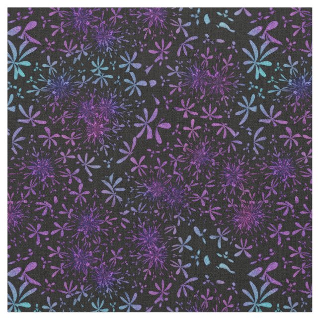 Retro purpurfärgad turkosblommigtBatik Tyg (Närbild)