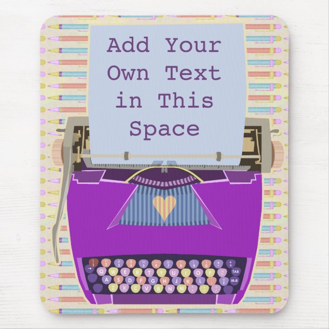 Retro purpurfärgat skrivmaskinsMitt--Århundrade Musmatta (Framsidan)