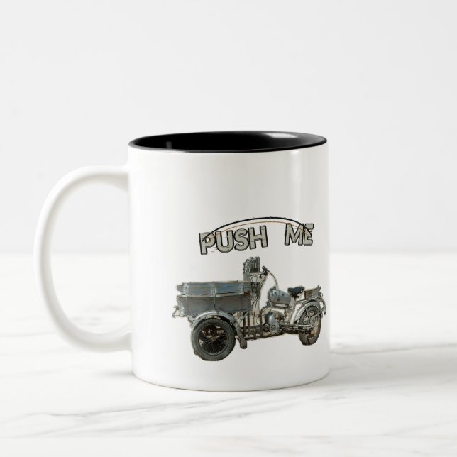 Retro Push Me Fordon Tvåtons Mugg (Vänster)