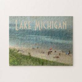 Retro pussel för foto för Lake Michigan