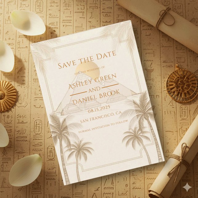 Retro Pyramiderna i Giza Egypten Destination Bröll Spara Datumet (Skapare uppladdad)