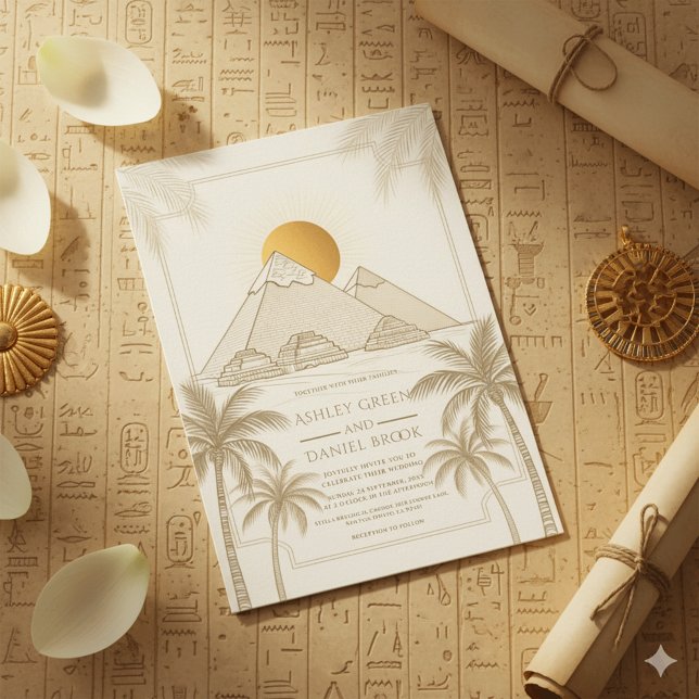 Retro Pyramids of Giza Egypten Destination Wedding Inbjudningar (Skapare uppladdad)